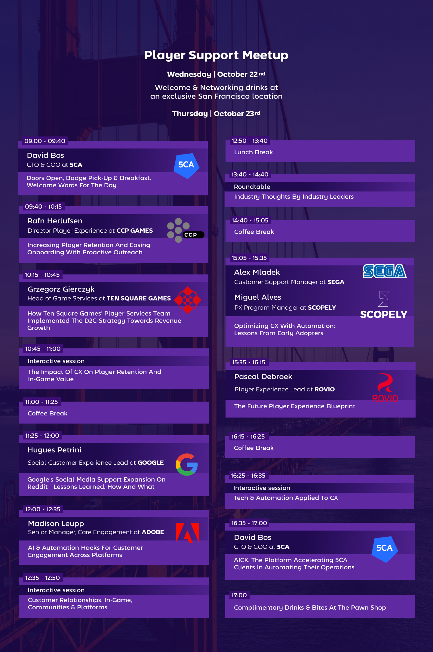 Player Support Meetup 2025 Agenda